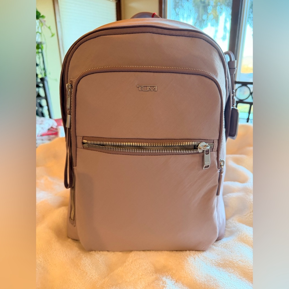 TUMI - Halsey Voyager Backpack Leather Trim- NWT Lavender 
14.5 x 11.5 x 5.5”